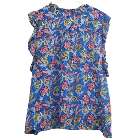 Ruffled Floral Peasant Top Blouse Lightweight Tie Women's Size XL By Xnox Rose - Picture 3 of 11